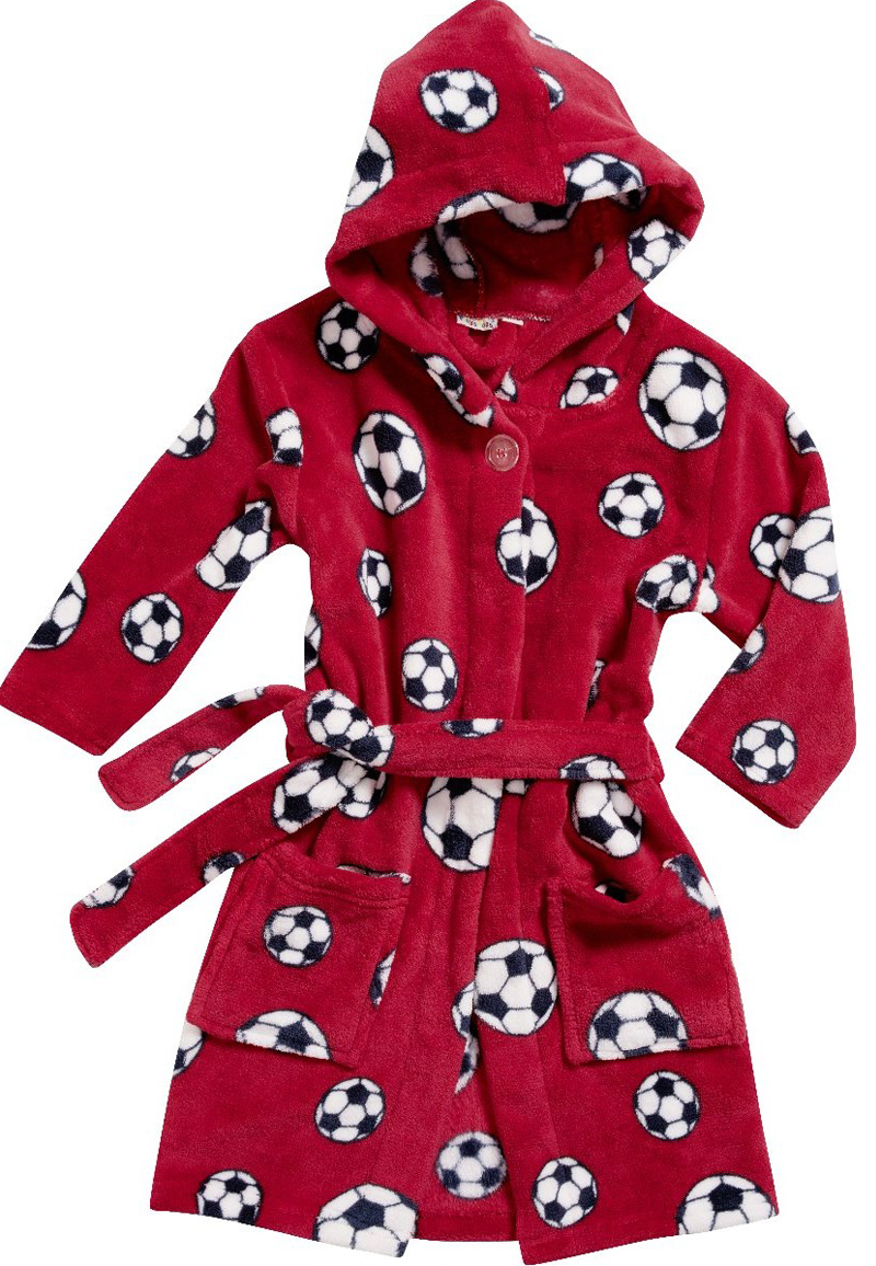 Kinderbadjassen met print-Voetbal rood-98/104