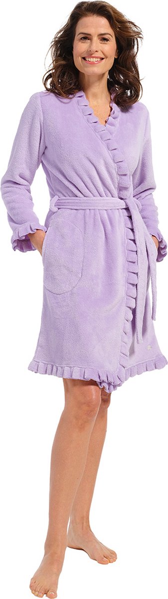 Lila fleece kimono met ruffles - 100 cm-M (40-42)