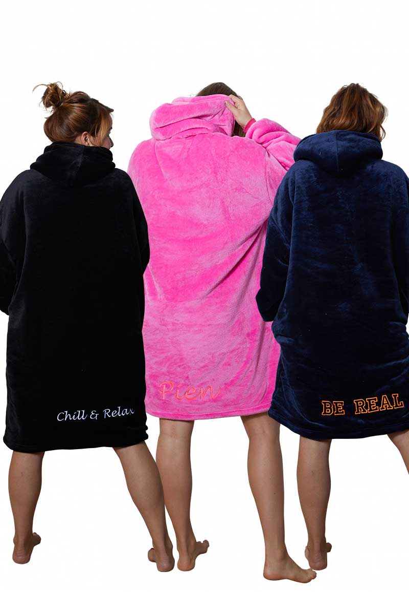 Snuggie met naam borduren - 4 kleuren-Fuchsia roze