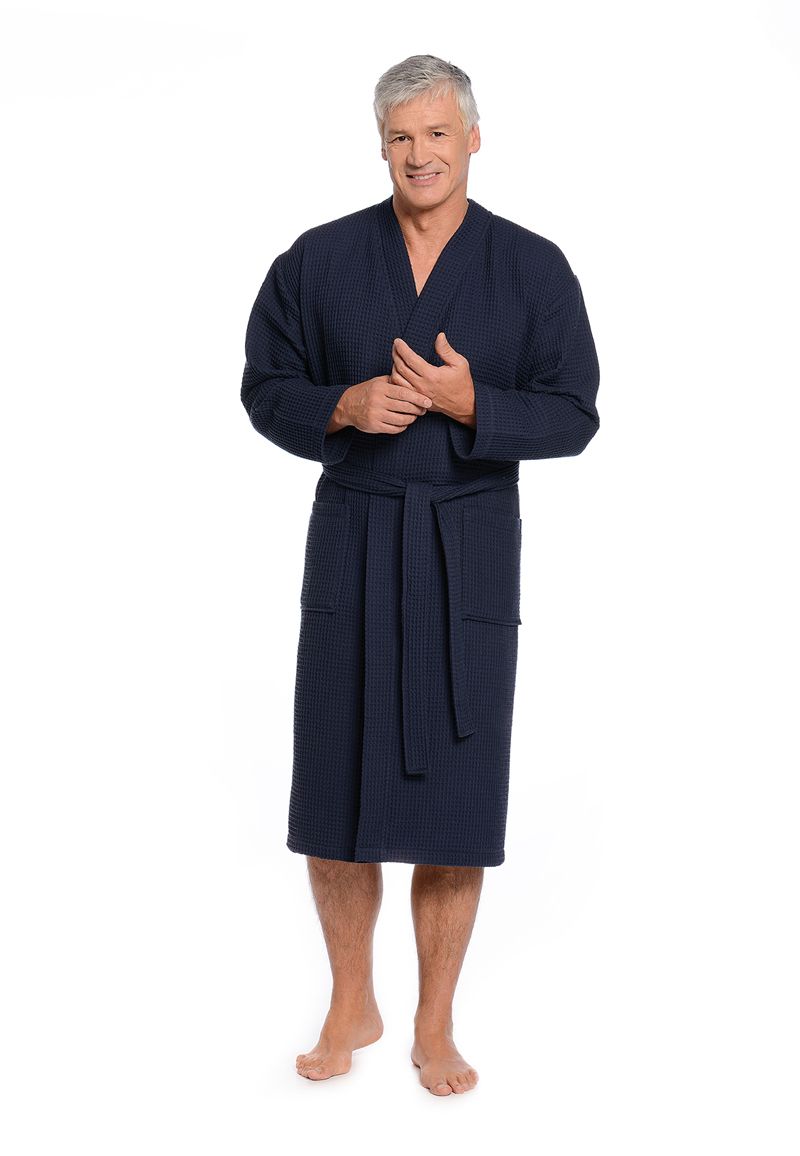 Piqué kimono donkerblauw